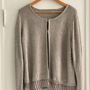 Italian designer Silver Knit jacket with sequins. Size L